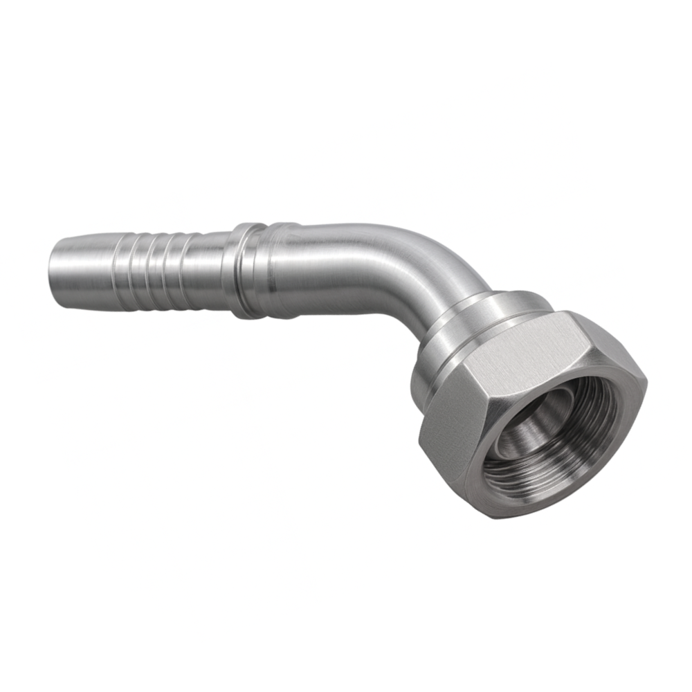 Vincke Stainless Steel 45° Elbow Swivel Female Fitting, 1/4" BSP to 1/4" Hose