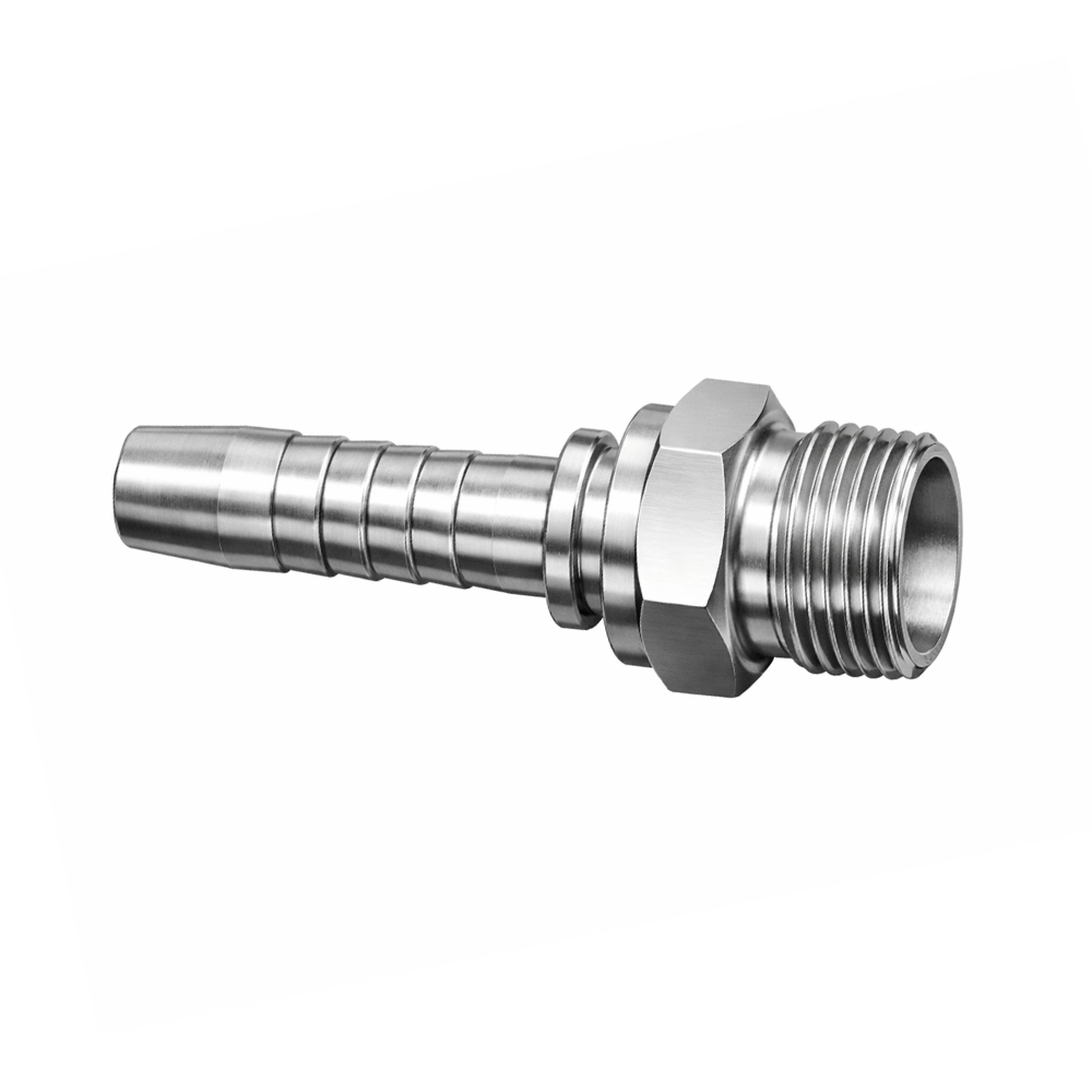 Vincke Stainless Steel Male Stud Fitting, M14 x 1.5 to 1/4" Hose