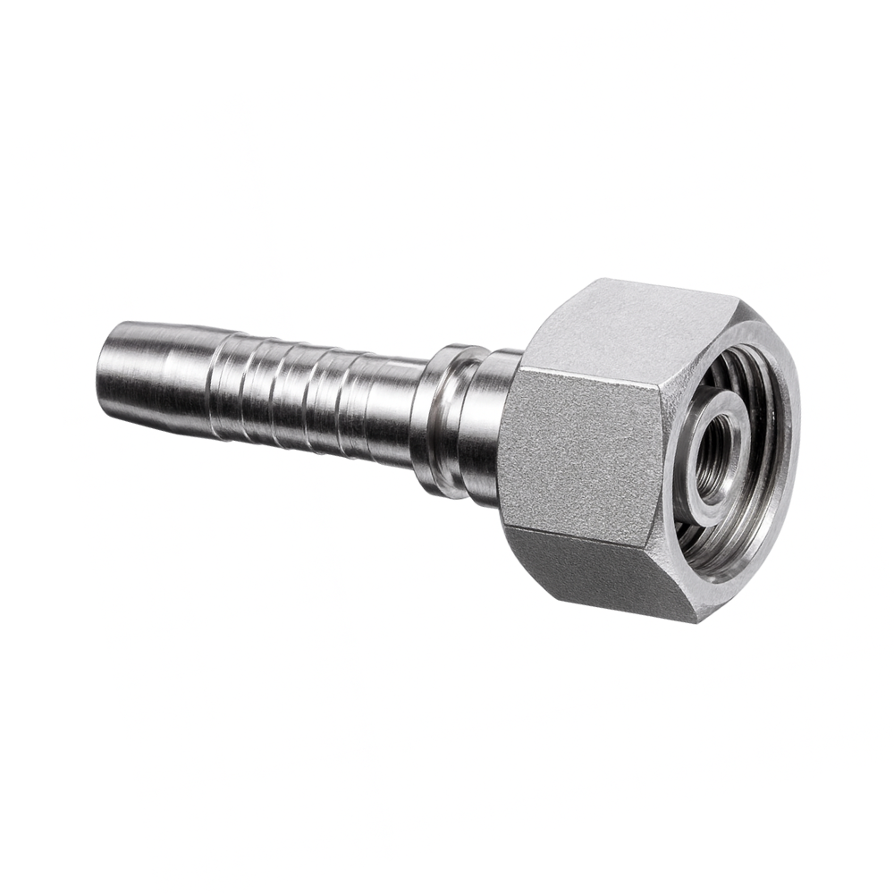Vincke Stainless Steel Straight Swivel Female Fitting, M14 x 1.5 to 1/4" Hose
