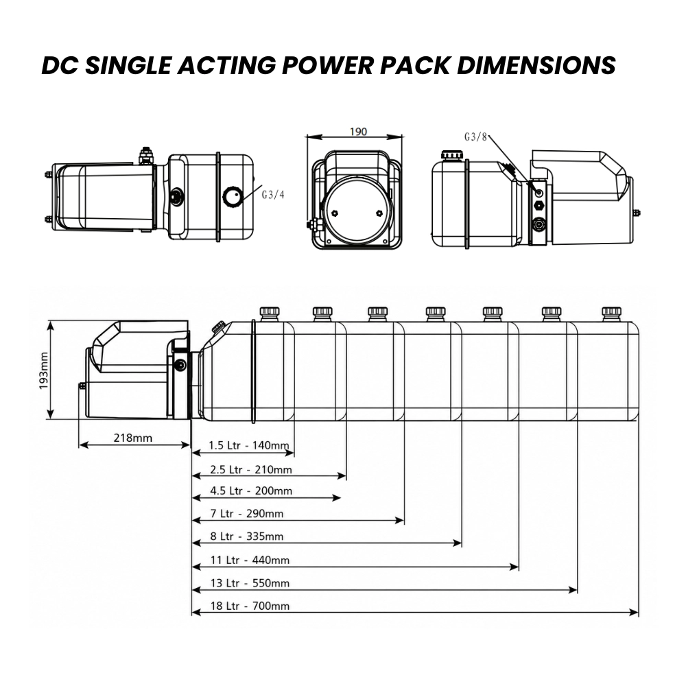Flowfit Single Acting Hydraulic Power Pack 4.5L Tank&Remote 24VDC 1.6KW