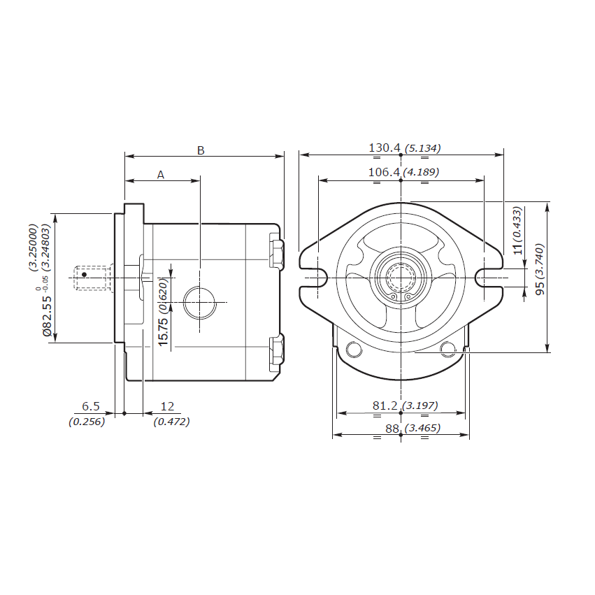 Galtech Alu 2SPA Front Flange SAEA 2 BOLT C/W 8 Bar Nitrile Shaft Seal