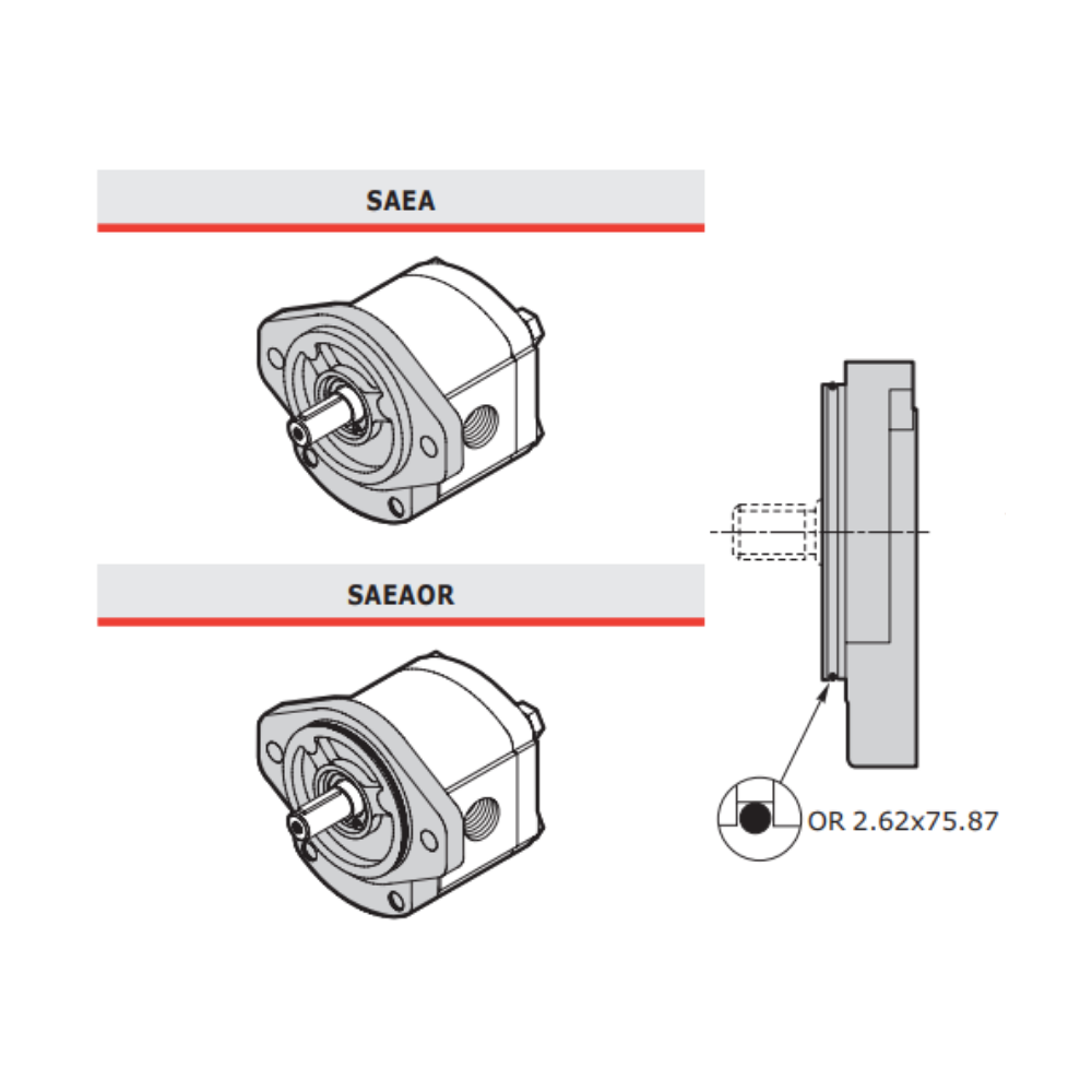 Walvoil 2SM Gear Motor Flange Kit SAEA-OR, K Seal