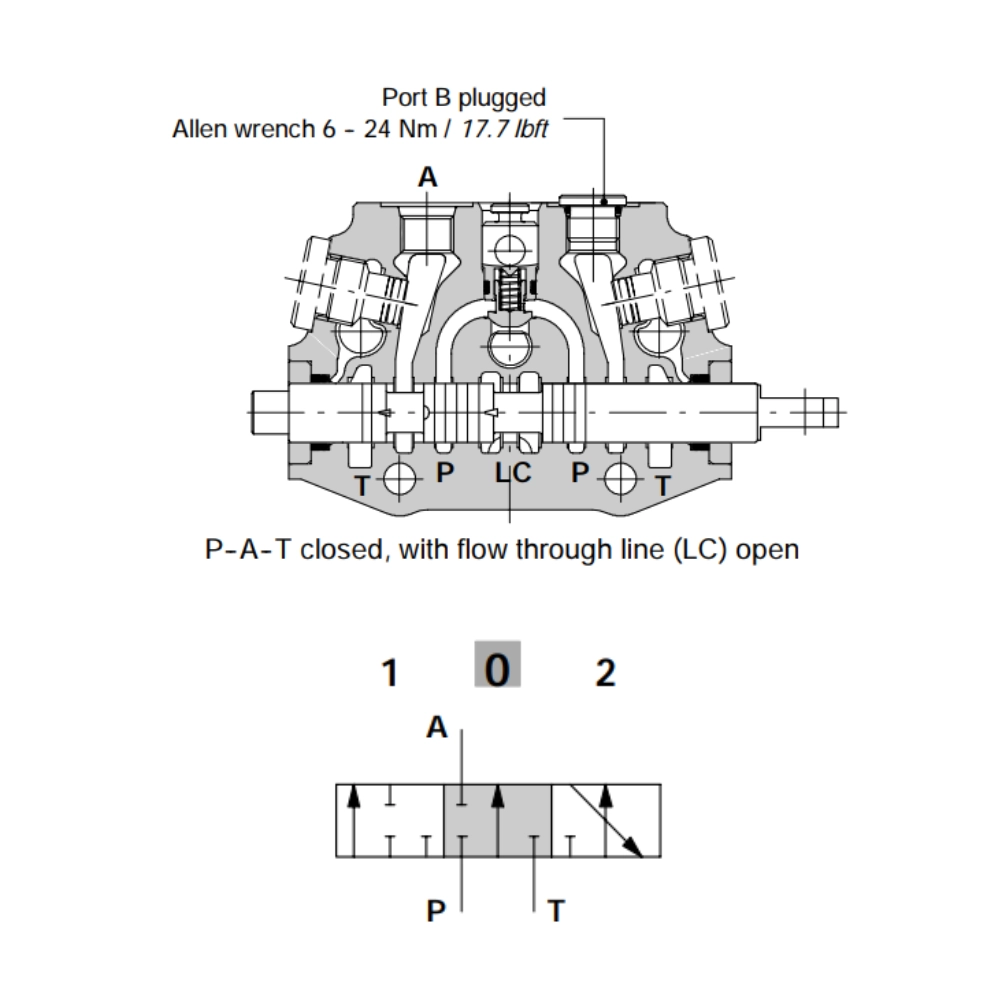 Walvoil SD6, Type 3 Spool, Single Acting, B Plugged, 3 Position Walvoil SD6, Type 3 Spool, Single Acting, B Plugged, 3 Position