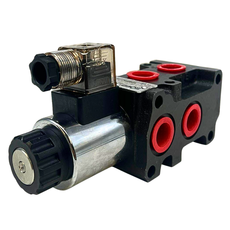 Flowfit 6 Way Hydraulic Solenoid Diverter, 1/2" BSP, Internal Drained, 12V DC, 50 L/Min Flows