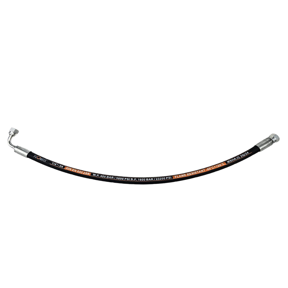 Flowfit 1/4 Hose Assembly with 1/4 BSP 90 x 1/4 BSP Straight Fittings 0.25m