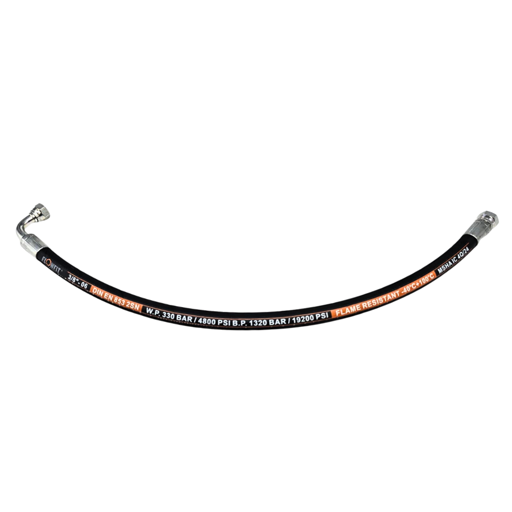 Flowfit 3/8 Hose Assembly with 3/8 BSP 90 x 3/8 BSP Straight Fittings 0.25m