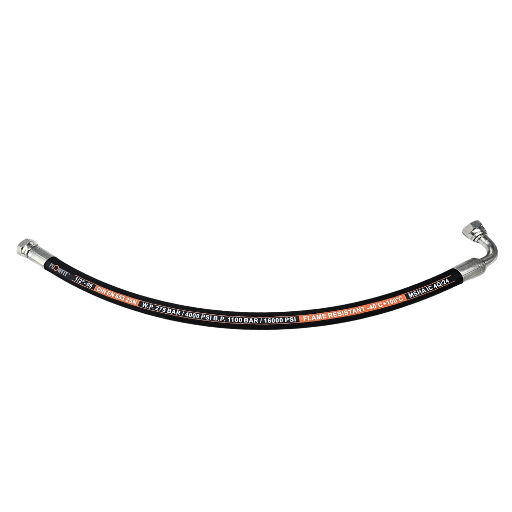 Flowfit 1/2 Hose Assembly with 1/2 BSP 90 x 1/2 BSP Straight Fittings 0.25m