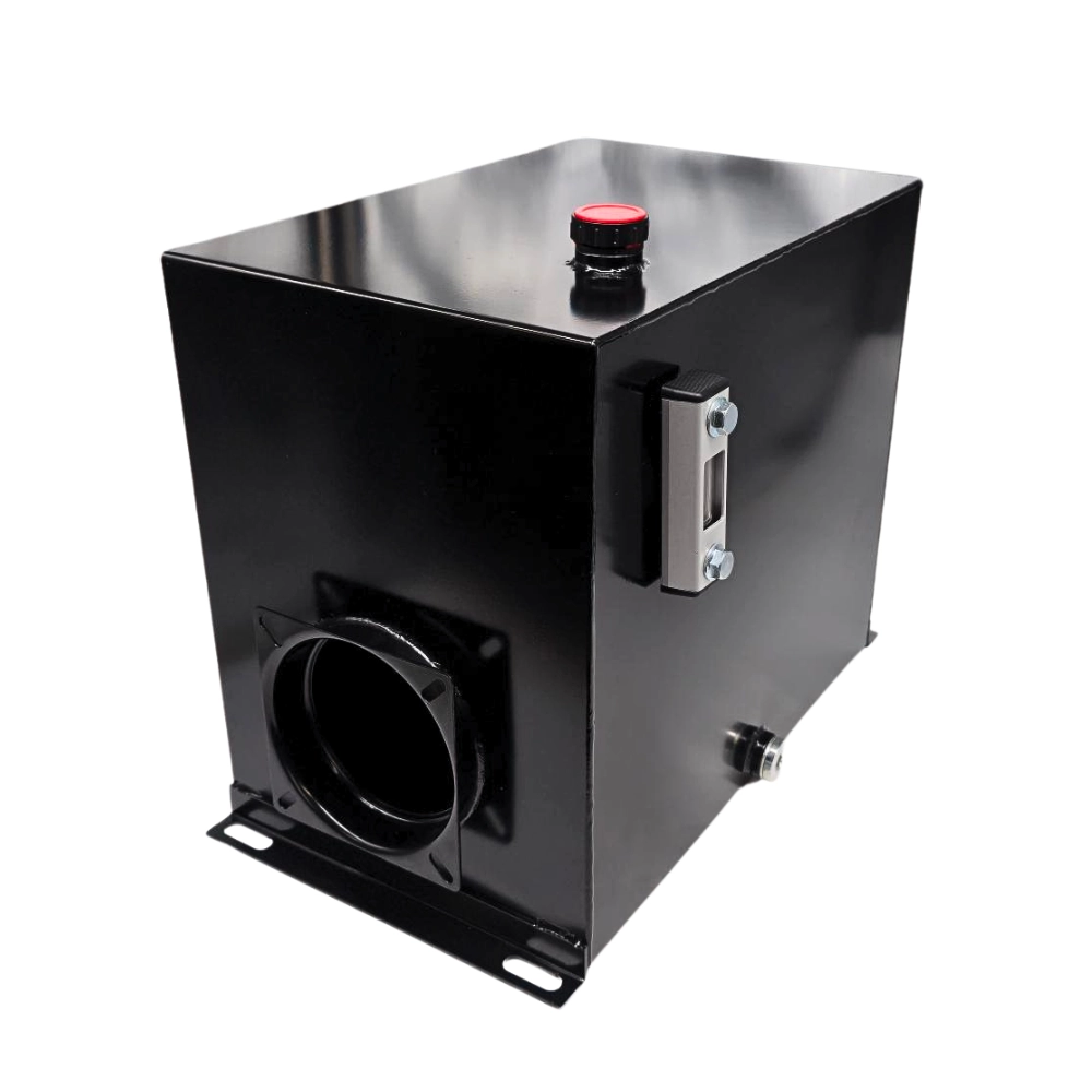 30 Litre Square Steel Hydraulic Tank – 123mm Neck, Horizontal, For AC Power Units