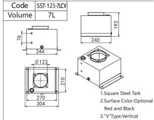 Square Steel Tank Suitable for Flowfit 110V, 240V and 415V AC Power Unit, 7 Litre, Neck Size 123mm