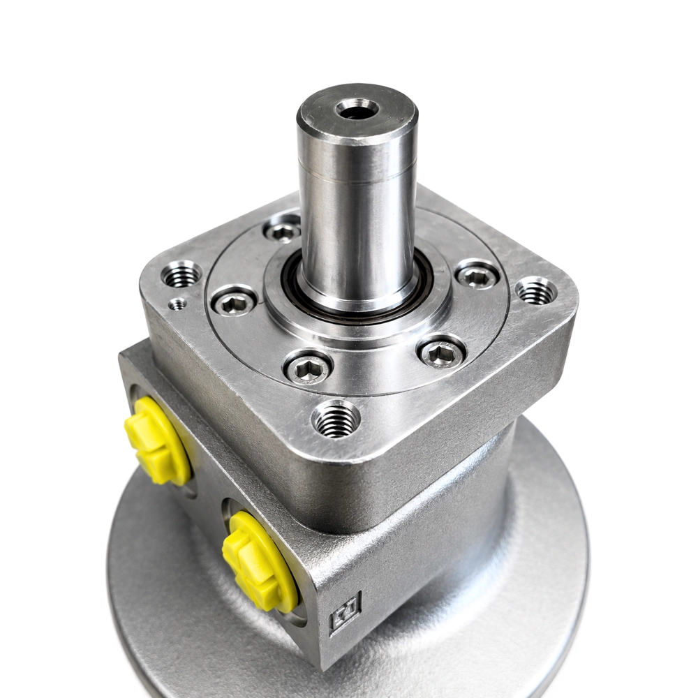 50CC Stainless Steel 4 Bolt Square Mount Hydraulic Motor, 1" Parallel Keyed Shaft, Low Speed High Torque