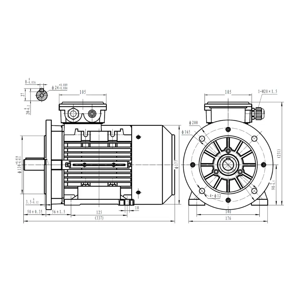 Three Phase 400V Aluminium Electric Motor, 2.2kW, 2 Pole, 2910 RPM, B35 Flange & Foot Mount Three Phase 400V Aluminium Electric Motor, 2.2kW, 2 Pole, 2910 RPM, B35 Flange & Foot Mount