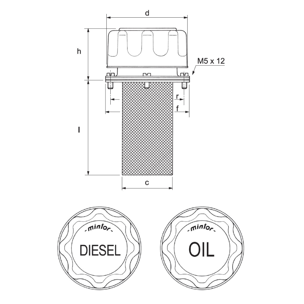 Hydraulic filling plug, 40 Micron, 150mm length, 6 screws