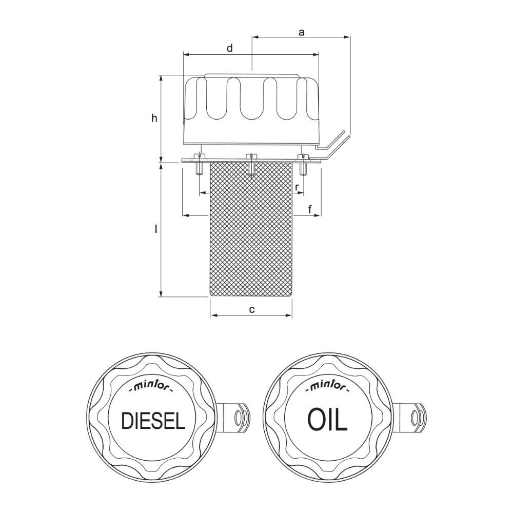 Hydraulic filling plug with lock-holder, 1080 C80, 10 microns, 6 screws