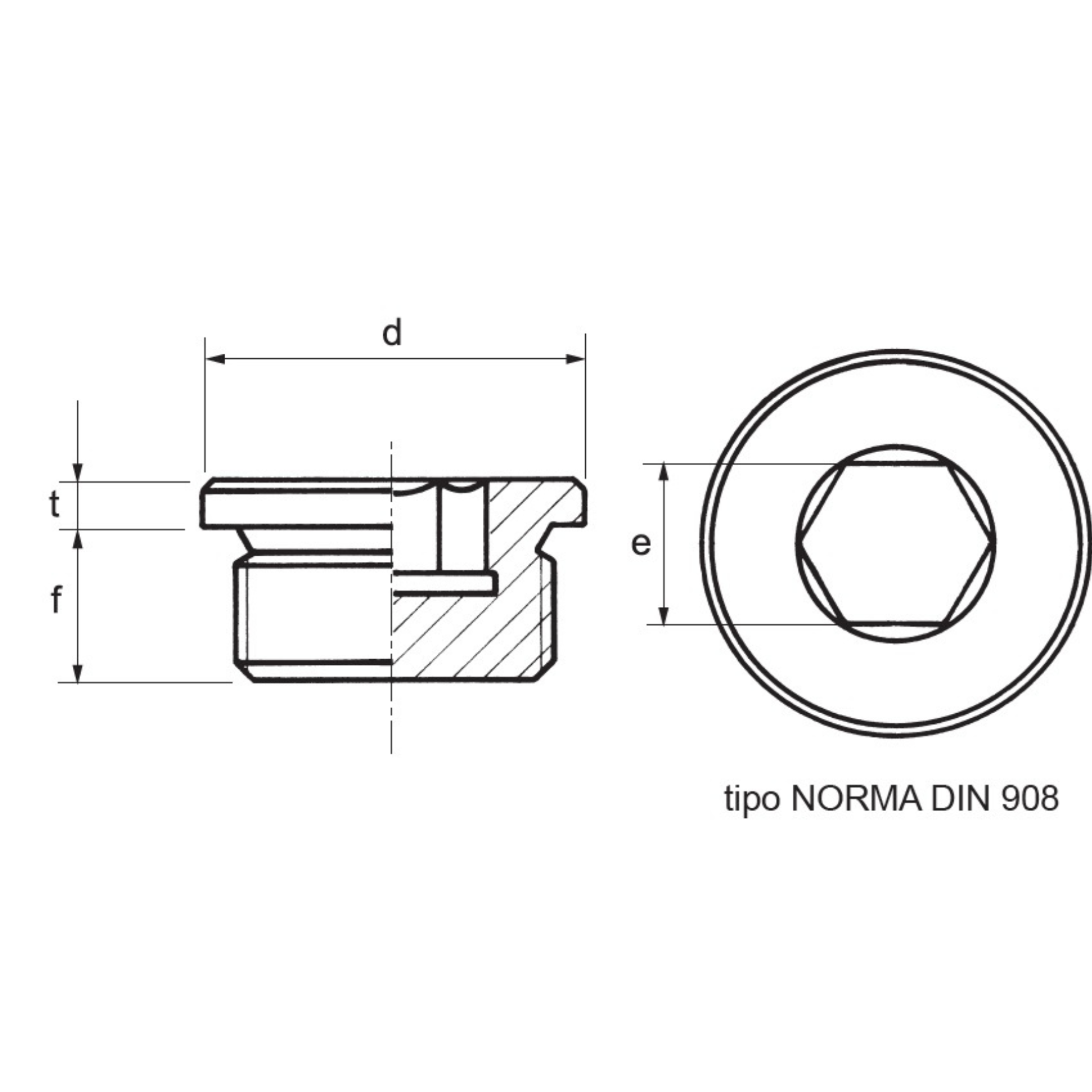 Hydraulic drain filling plug with hex slot, 1" BSP, TCE5G