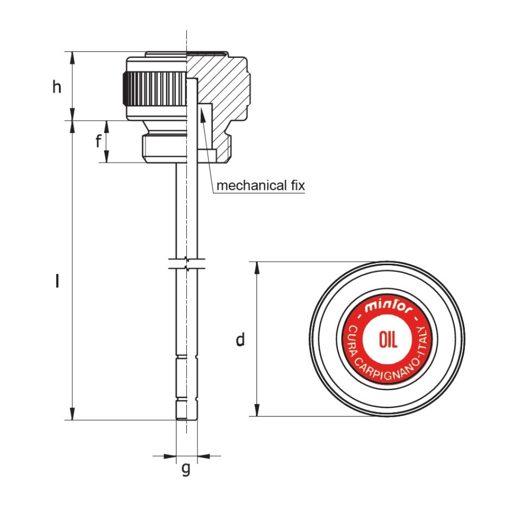 Hydraulic filling plug with dipstick, 1/2" BSP, TCLA/Z3G