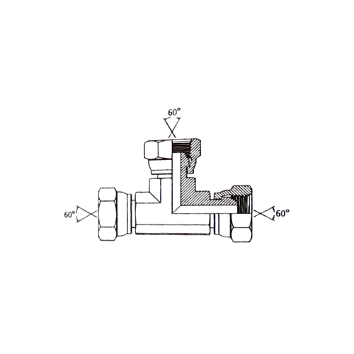 1/4 BSP F/F/F Forged Tee For Bonded Seal Hydraulic Adaptor 1/4 BSP F/F/F Forged Tee For Bonded Seal Hydraulic Adaptor
