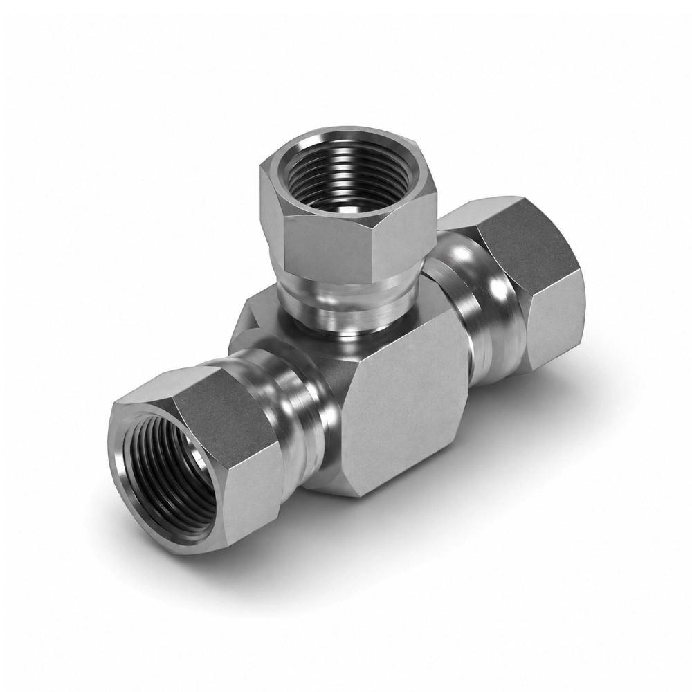 3/8" JIC Swivel Female x Swivel Female x Swivel Female Tee Hydraulic Adaptor 3/8" JIC Swivel Female x Swivel Female x Swivel Female Tee Hydraulic Adaptor