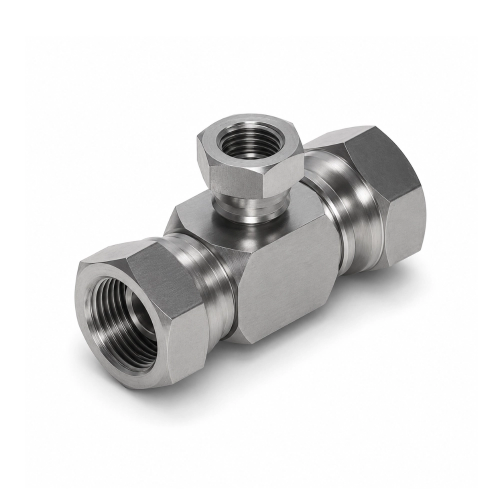 3/8" x 3/8" x 1/4" BSP Swivel Female x Swivel Female x Swivel Female Reducing Tee Hydraulic Adaptor