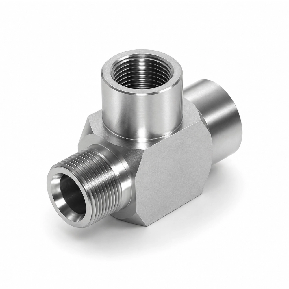 1/8" NPTF Male x Fixed Female x Fixed Female Tee Hydraulic Adaptor 1/8" NPTF Male x Fixed Female x Fixed Female Tee Hydraulic Adaptor