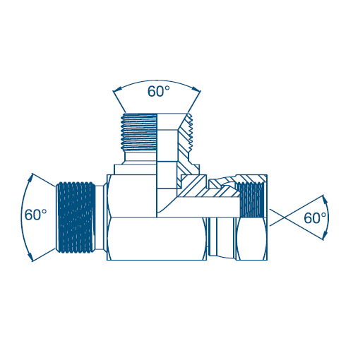 1/8 BSP M/F/M Tee For Bonded Seal On Branch