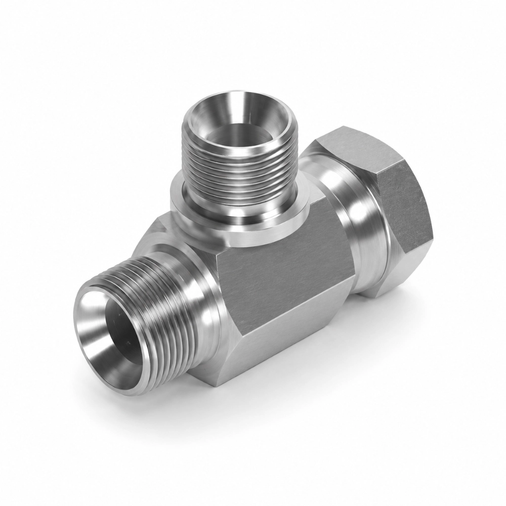 1/8" BSP Male x Swivel Female x Male Tee Hydraulic Adaptor for Bonded Seal on Branch