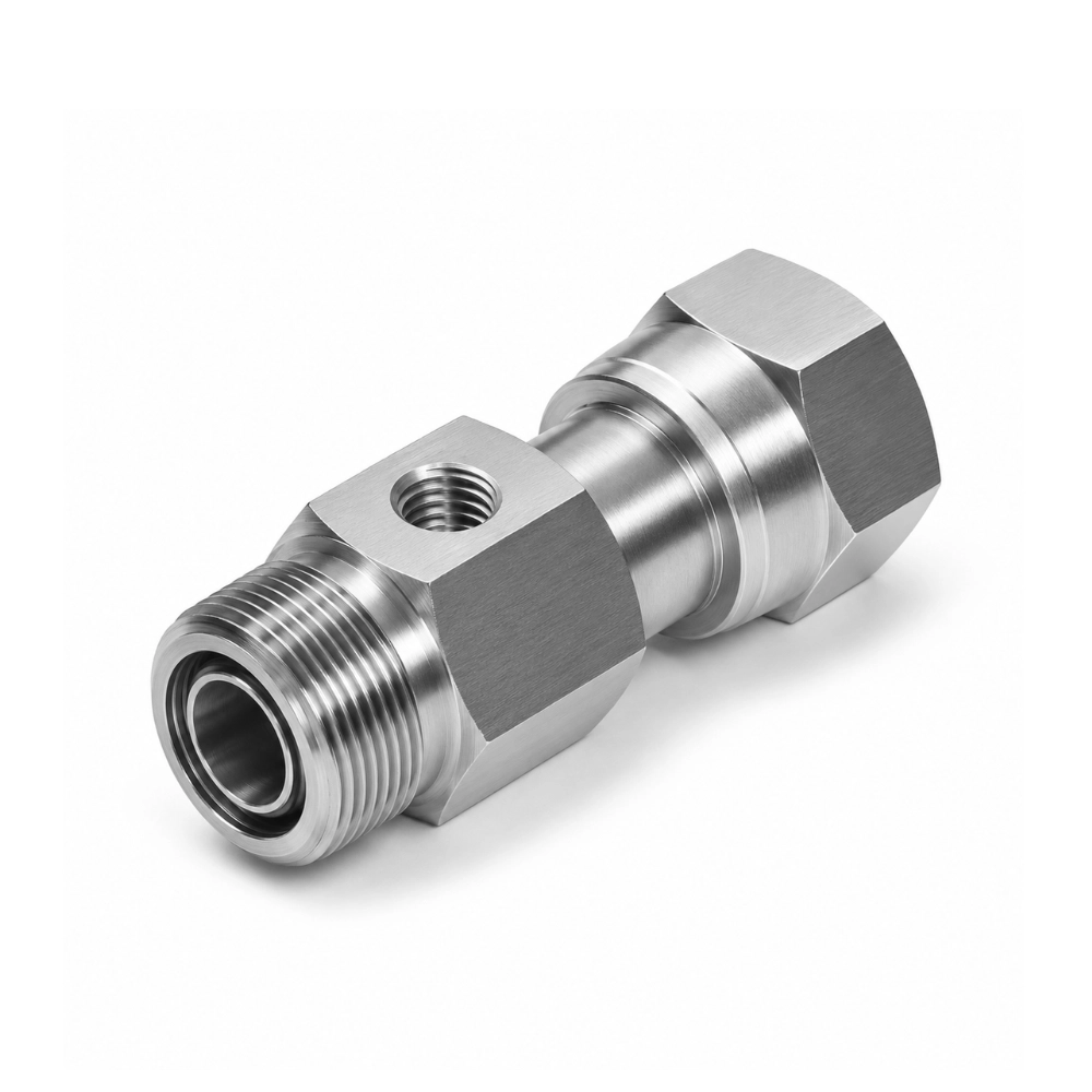 9/16" ORFS Male to Female Swivel Adaptor with 1/8" BSP Test Point
