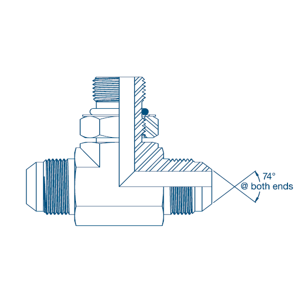 7/16 JIC x 7/16 JIC x 7/16 UNF M/M/M Positional Tee On Branch Hydraulic Adaptor 7/16 JIC x 7/16 JIC x 7/16 UNF M/M/M Positional Tee On Branch Hydraulic Adaptor