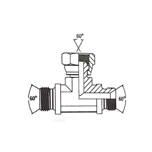 1/4 BSP M/M/F Forged Tee For Bonded Seal Hydraulic Adaptor 1/4 BSP M/M/F Forged Tee For Bonded Seal Hydraulic Adaptor