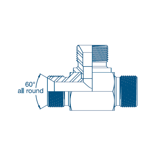 1/8 BSP M/M/M Tee For Bonded Seal On Branch