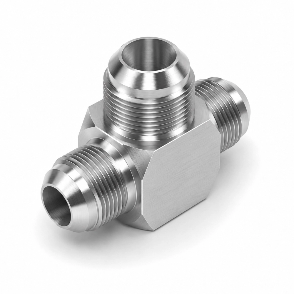 7/16" x 7/16" x 9/16" JIC Male x Male x Male Enlarging Tee Hydraulic Adaptor 7/16" x 7/16" x 9/16" JIC Male x Male x Male Enlarging Tee Hydraulic Adaptor