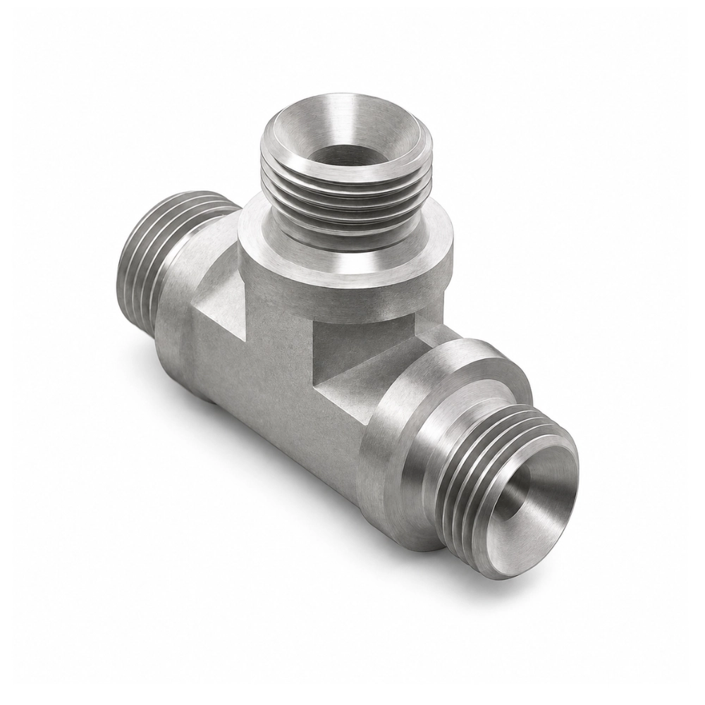 1/4" BSP 3-Way Male Forged Tee Hydraulic Adaptor for Bonded Seal