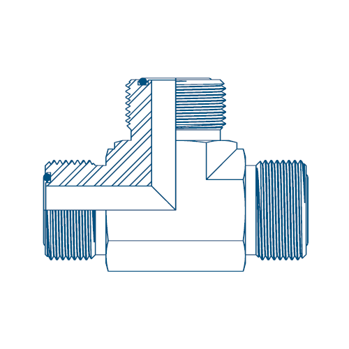 9/16 Orfs M/M/M Tee Hydraulic Adaptor 9/16 Orfs M/M/M Tee Hydraulic Adaptor