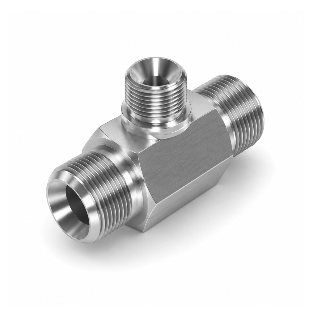 1/4" x 1/4" x 1/8" BSP Male x Male x Male Reducing Tee Hydraulic Adaptor for Bonded Seal on Branch 1/4" x 1/4" x 1/8" BSP Male x Male x Male Reducing Tee Hydraulic Adaptor for Bonded Seal on Branch