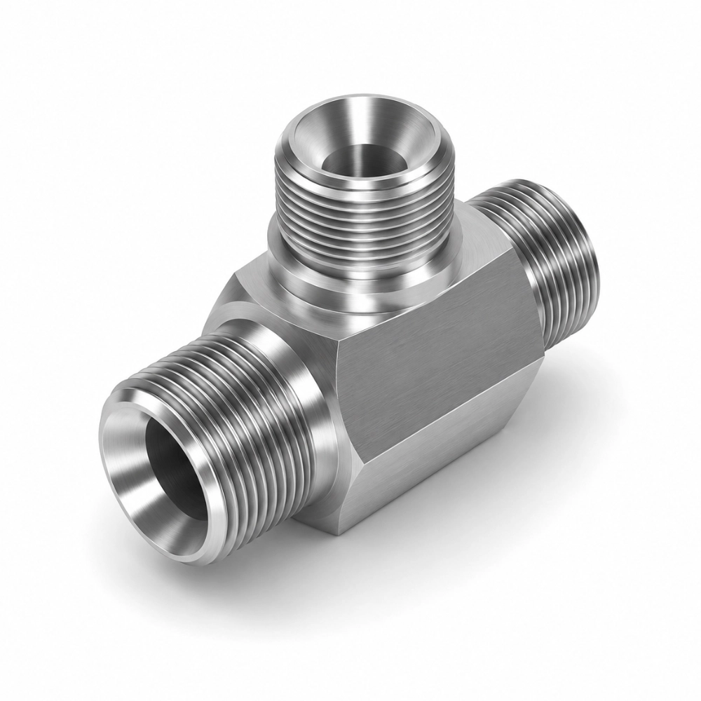 1/2" x 3/4" x 1/2" BSP Male x Male x Male Unequal Tee Hydraulic Adaptor for Bonded Seal on Branch 1/2" x 3/4" x 1/2" BSP Male x Male x Male Unequal Tee Hydraulic Adaptor for Bonded Seal on Branch
