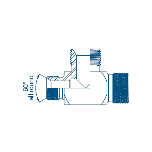 3/4 BSP x 1 BSP x 3/4 BSP M/M/M Tee