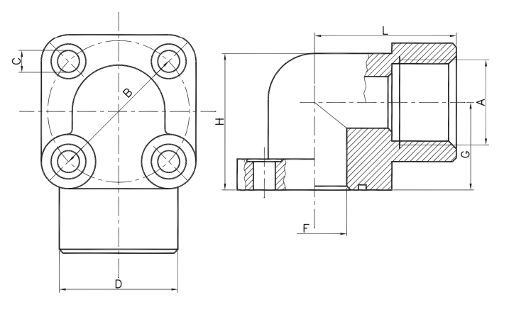 TOR-MEC Flange Elbow Coupling RGB 30 3/8''