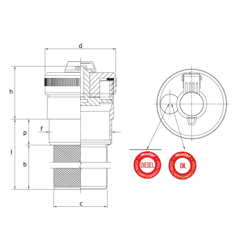 Hydraulic hermetic filling plug with key lock 2" BSP for use with oil