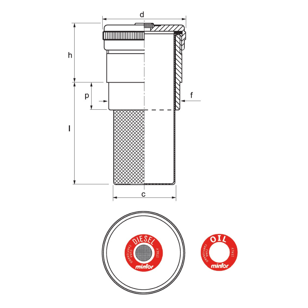 Hydraulic filling plug with breather M60x2.0 for Oil