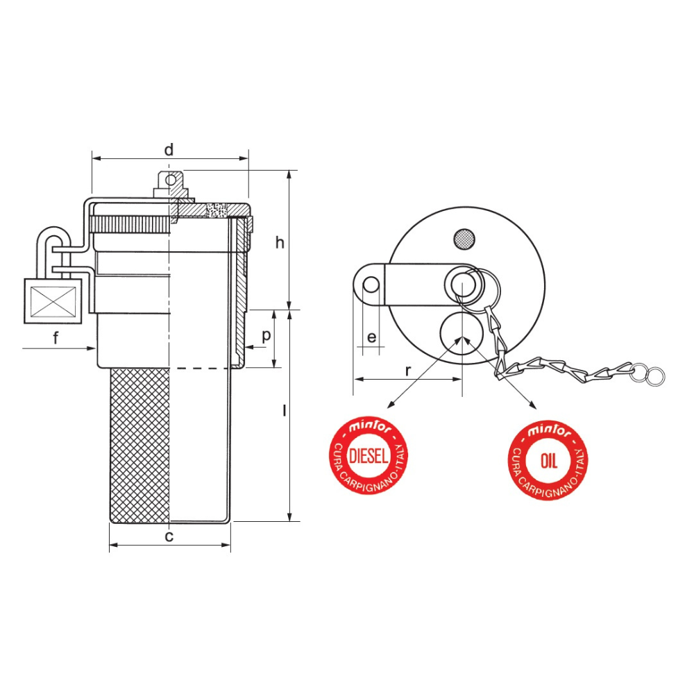 Hydraulic weldable lockable filling plug with lock-holder M60x2 for use with oil