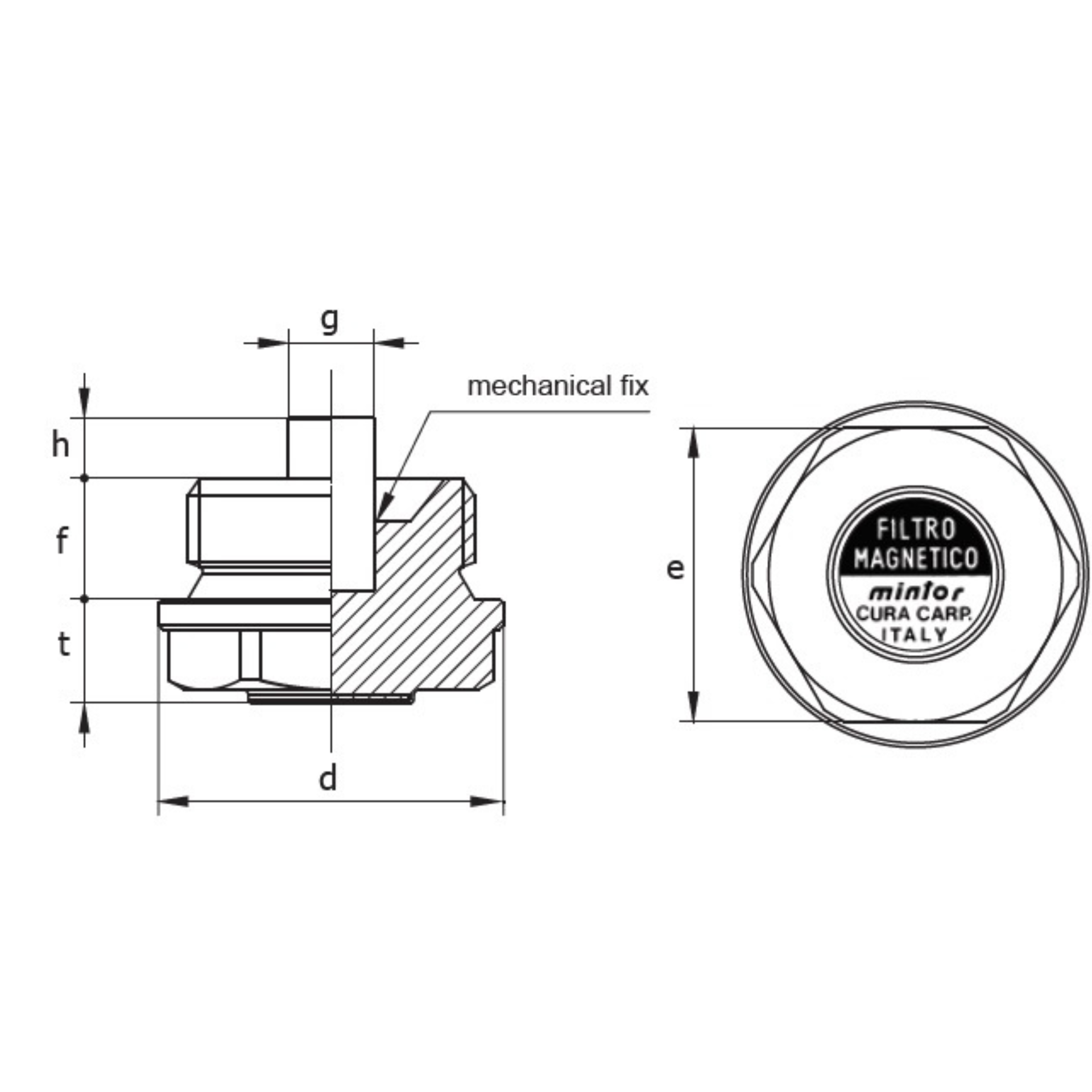 Hydraulic magnetic drain plug with milled head, 1/8" BSP, TSCM/F0G