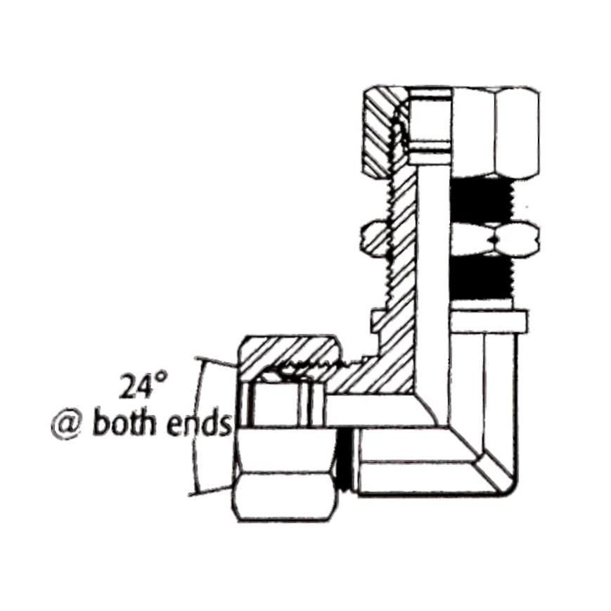 M12 (6L) M/M 90° Compact Bulkhead - Complete Hydraulic Adaptor M12 (6L) M/M 90° Compact Bulkhead - Complete Hydraulic Adaptor