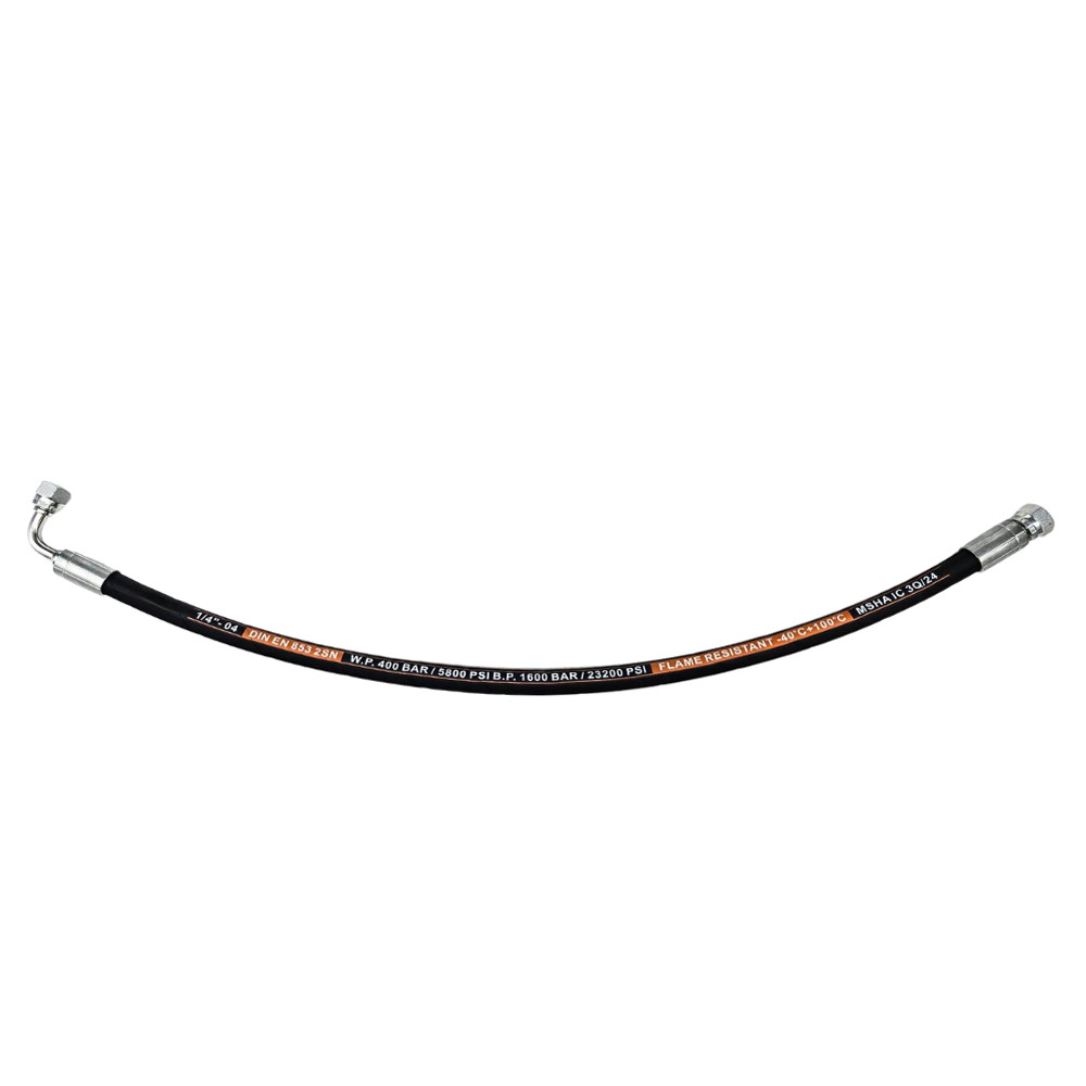 Unbranded 1/4 Hose Assembly with 1/4 BSP 90 x 1/4 BSP Straight Fittings 0.25m