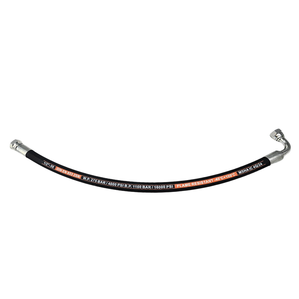 Unbranded 1/2 Hose Assembly with 1/2 BSP 90 x 1/2 BSP Straight Fittings 0.25m