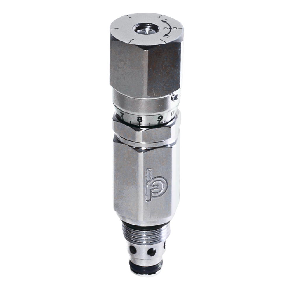 Stainless Steel Hydraulic Compensated Flow Control Valve, Hand Adjustable, 3/4-16 UNF, 15 L/Min, 300 Bar Stainless Steel Hydraulic Compensated Flow Control Valve, Hand Adjustable, 3/4-16 UNF, 15 L/Min, 300 Bar