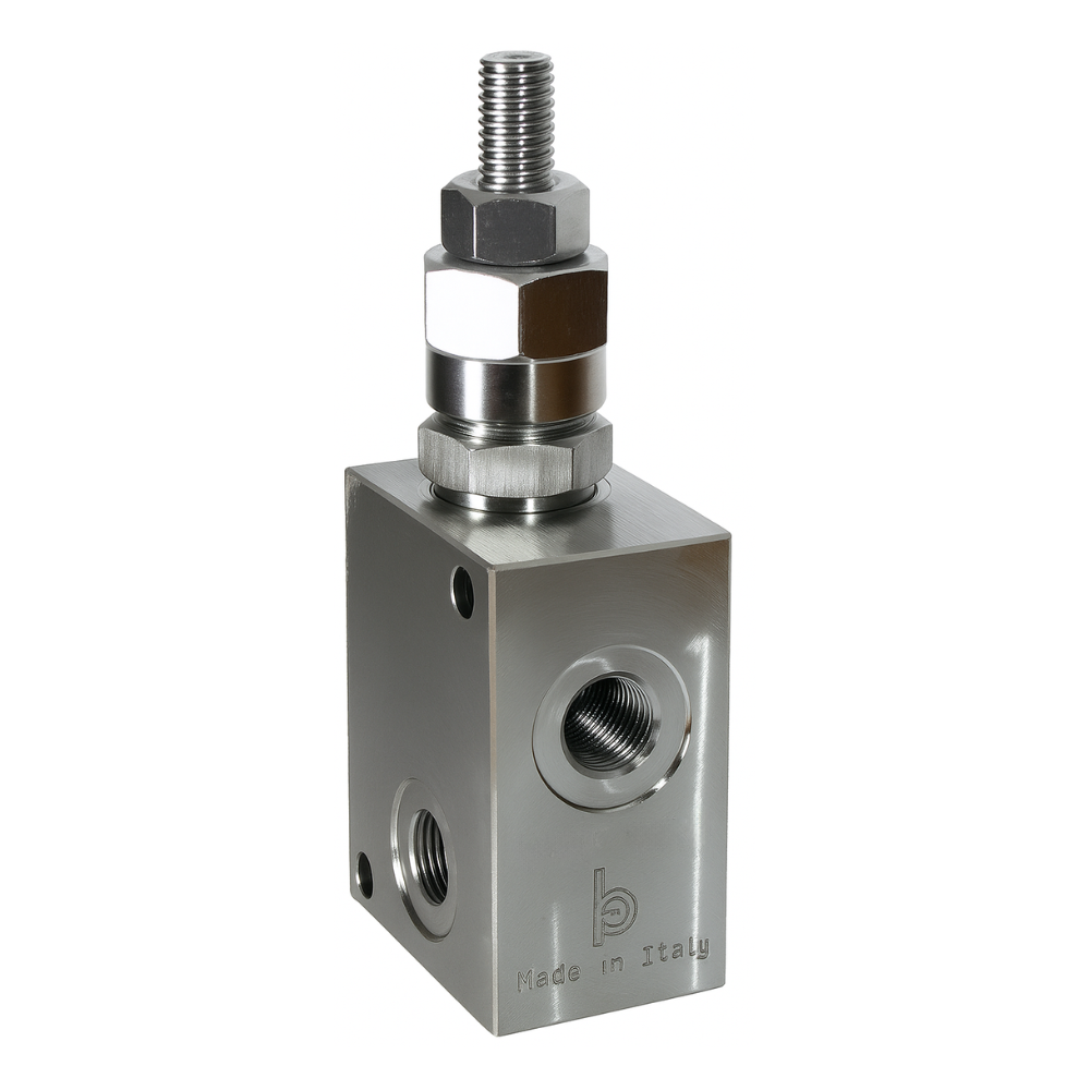 Stainless Steel Hydraulic Direct Acting Relief Valve, 3/8" BSP, 30 L/min, 100 Bar