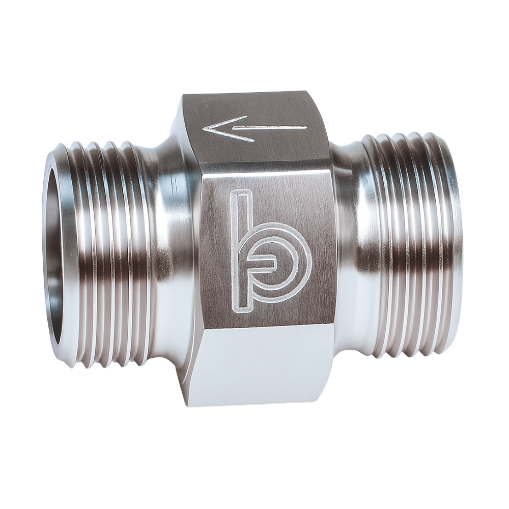 Stainless Steel Hydraulic Male/Male Check Valve, 3/8" BSP, 1 Bar Cracking Pressure