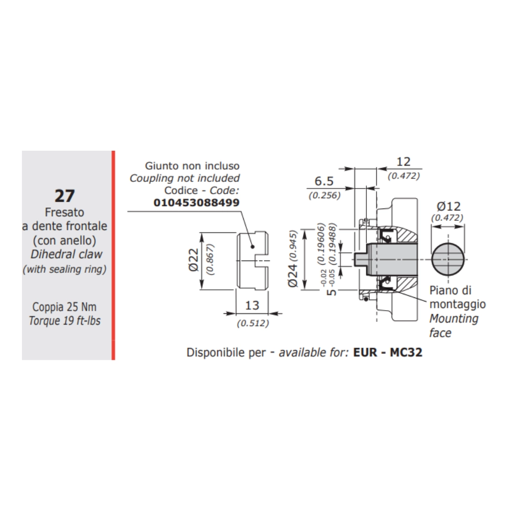 Walvoil Group 1 MC32 Power Pack Gear Pump, 2.0cc, Anti-Clockwise, 3/8" BSP