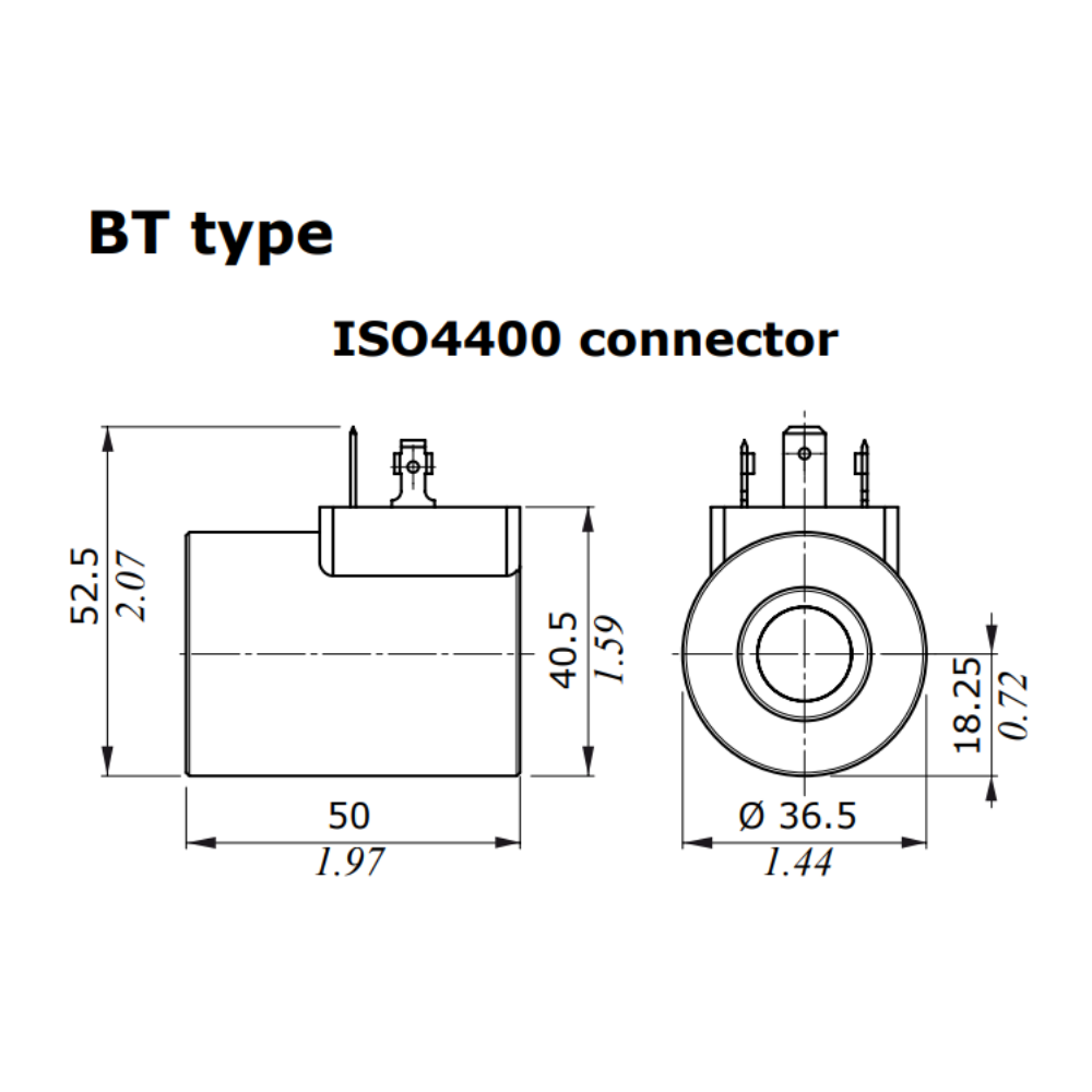 Walvoil BT Type Solenoid Valve Coil 24V DC