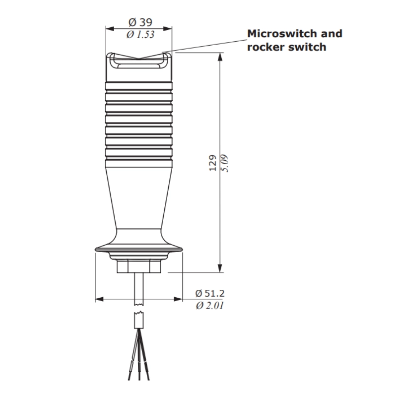 Walvoil Microswitch & Rocker Switch (ON)/OFF/(ON) M10, 250mm Length, AL17