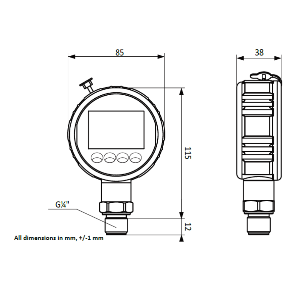 Hydrotechnik WLB-DDPG, Bluetooth Digital Datalogging Pressure Gauge, 0 to 160 Bar